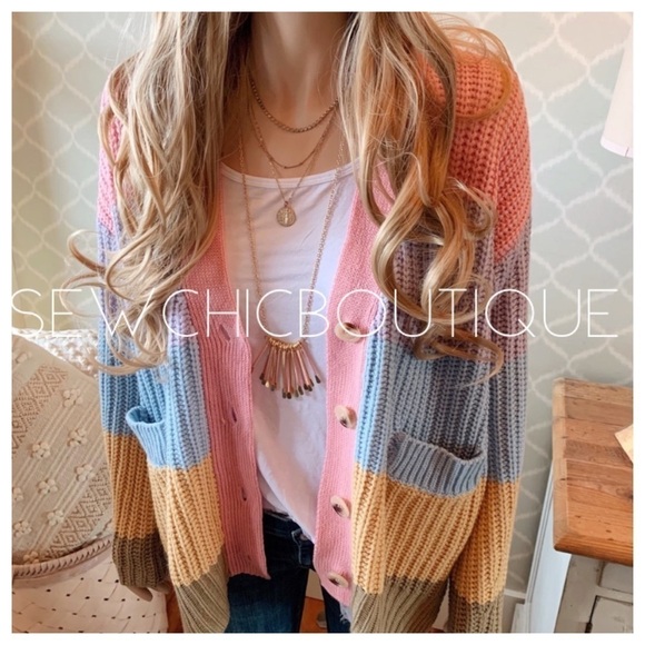 Colorful Block Vintage Inspired Cardigan - Picture 1 of 5